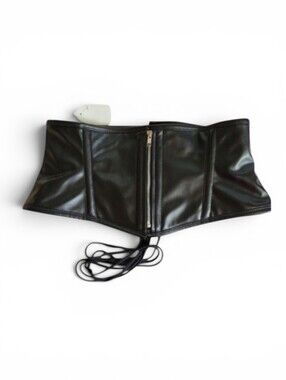 Black Faux Leather Corset Belt Size XL